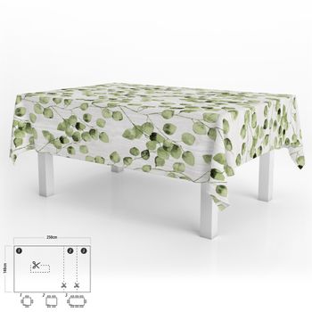 Mantel Antimanchas Hule Rectangular 140 X 250 Cm Hojas Verdes - Neoferr..