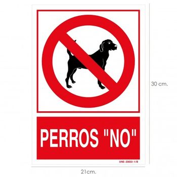 Cartel / Señal Perros "no" 30x21 Cm.