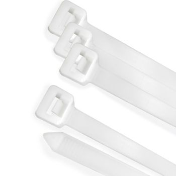 Brida Nylon 100%. Color Blanco / Natural 7,5 X 360 Mm. 100 Piezas. Abrazadera Plastico, Organizador Cables, Alta Resistencia