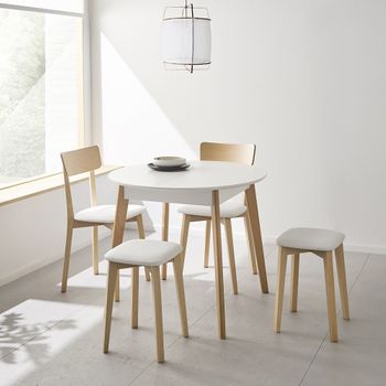 Mesa Redonda Estilo Nórdico Con Patas De Madera 100 Cm (diámetro) X 77 Cm  (alto) con Ofertas en Carrefour