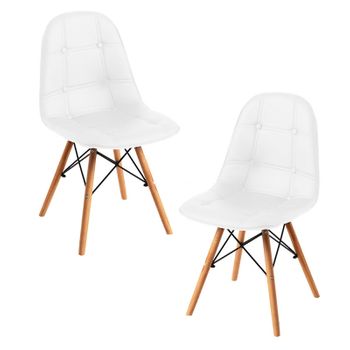 Pack 2 Sillas Para Cocina Tapizadas En Polipiel Color Blanco Y Estructura  Metálica Estilo Moderno 89x40 Cm con Ofertas en Carrefour