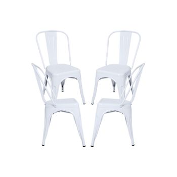 Pack 4 Sillas Torix De Acero Reforzado 86*36*36 Cm - Blanco