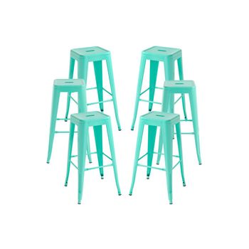 Pack 6 Taburetes Torix Altos De Acero Reforzado 76*30*30 Cm - Verde Menta