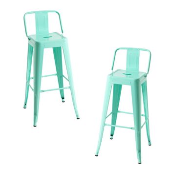 Pack 2 Taburetes Torix Respaldo De Acero Reforzado 100*30*30 Cm - Verde Menta