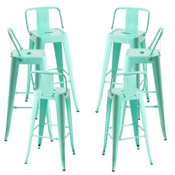 Pack 6 Taburetes Torix Respaldo De Acero Reforzado 100*30*30 Cm - Verde Menta