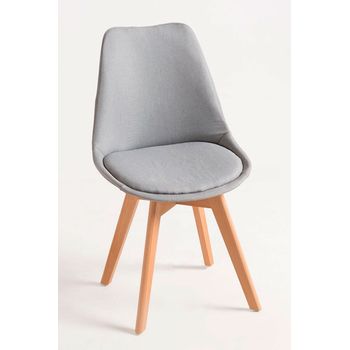 Pack 4 sillas respaldo trenzado asiento tapizado gris KIRI