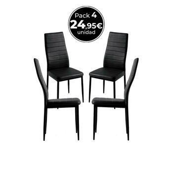 Pack 4 Sillas Lauter Polipiel De Tela 96*40*40.50 Cm - Negro