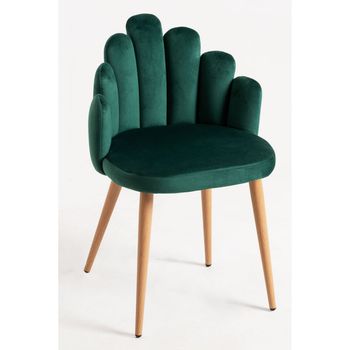 Conjunto de 2 sillas de comedor de terciopelo verde menta/negro JASMIN 