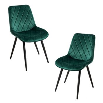 Pack 2 Sillas Min Terciopelo De Terciopelo 87*45*40 Cm - Verde