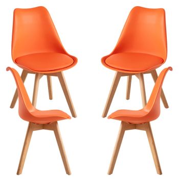 Pack 4 Sillas Synk Basic De Polipropileno,polipropileno Y Polipiel 82*53*53 Cm - Naranja