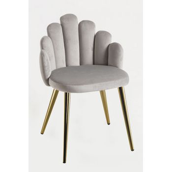 Silla Hand Gold Terciopelo - Gris Claro