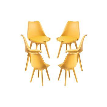 Pack 6 Sillas Synk Suprym De Polipropileno,polipropileno Y Polipiel 82*48*43 Cm - Amarillo