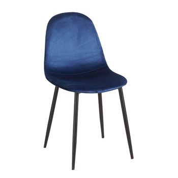 Silla Teok Black Terciopelo - Azul