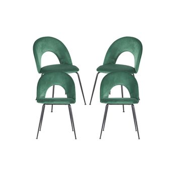 Pack 4 Sillas Dawa Black Terciopelo De Terciopelo 86*46*40 Cm - Verde