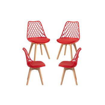 Pack 4 Sillas Mima De Polipropileno,polipropileno Y Polipiel 82*49*43 Cm - Rojo