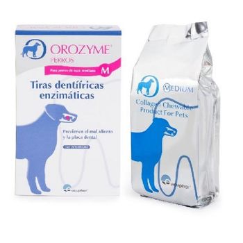 Ecuphar Orozyme Tiras Dentífricas Enzimáticas, Mal Aliento Y Placa Dental - Talla M (10-30 Kg)