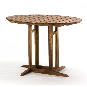 Mesa De Comedor Ovalada De Teca Natural Laza 100 Cm