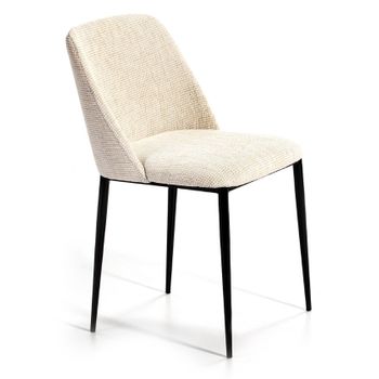 Silla Kanzas De Tela Blanca Con Patas De Metal Negro