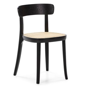 Silla Ilo De Madera Negra Y Ratán Natural