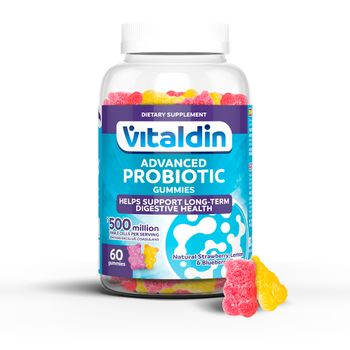 Vitaldin Probiótico Gummies - 500 Millones Bacillus Coagulans Por Dosis - 60 Gominolas - Complemento Alimenticio Para Niños Y Adultos