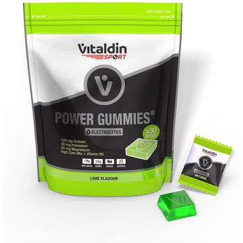 Vitaldin Sport Power Gummies Electrolitos – Reposición De Electrolitos – 120 Mg Sodio, 90 Mg Potasio, 20 Mg Magnesio Por Serving + Vitamina B6 – 30 Bites De Gominola – Sabor Lima – Vegano