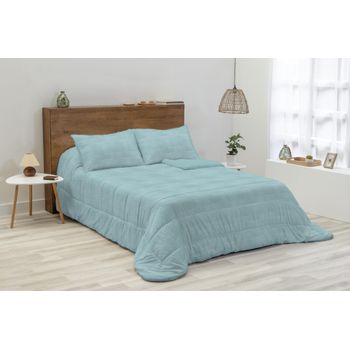 Edredon Jacquard Sherpa Karamelo Ania Verde Para Cama De 105 Cm