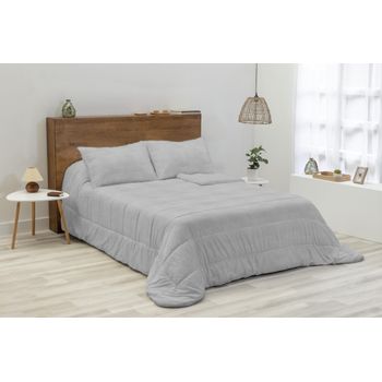 Edredon Jacquard Sherpa Karamelo Ania Gris Para Cama De 105 Cm