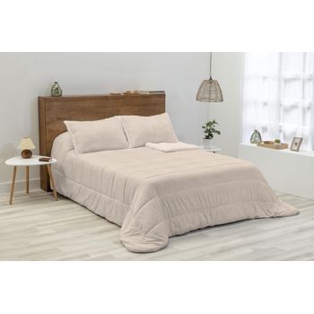 Edredon Jacquard Sherpa Karamelo Ania Crudo Para Cama De 105 Cm