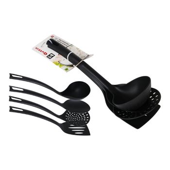 Set De Utensilios Para Cocina Quttin Nylon Negro (4 Uds)