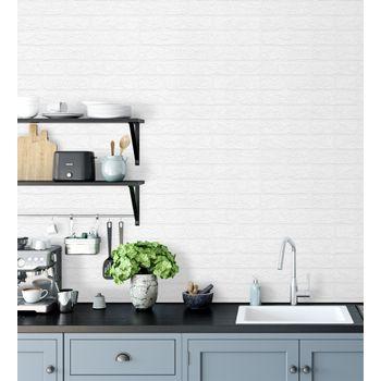 Papel Pintado Muro De Ladrillos Blanco 3d Repintable Alto Relieve - Capitol Street 421612 De Gaulan - Rollo De 10 M X 0,53 M