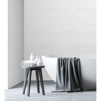 Papel Pintado Vinílico Ecológico Listones De Madera Blanco Horizontal Con Relieve - Porto Ancora 679611 De Gaulan - Rollo De 10 M X 0,53 M