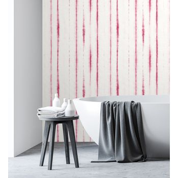 Papel Pintado Vinílico Ecológico De Rayas Modernas Rojo - Soho House 680814 De Gaulan - Rollo De 10 M X 0,53 M