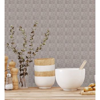 Papel Pintado Vinílico Lavable Ligeramente Metalizado Con Textura En Relieve - Claxton Tiles 680969 De Gaulan - Rollo De 10 M X 1,06 M