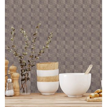 Papel Pintado Vinílico Lavable Ligeramente Metalizado Con Textura En Relieve - Claxton Tiles 680970 De Gaulan - Rollo De 10 M X 1,06 M