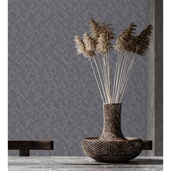 Papel Pintado Vinílico Lavable Mosaico De Madera Con Textura En Relieve - Hout 680995 De Gaulan - Rollo De 10 M X 1,06 M