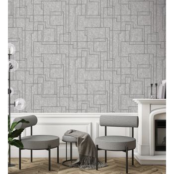 Papel Pintado Vinílico Lavable Moderno De Líneas Geométricas Con Relieve - Allure Lines 681632 De Gaulan - Rollo De 10 M X 1,06 M