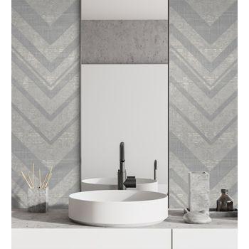 Papel Pintado Vinílico Geométrico Zigzag Gris Con Textura En Relieve - Enzo Spike 681656 De Gaulan - Rollo De 10 M X 1,06 M