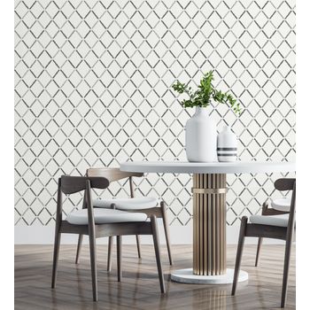 Muestra Din A4 De Papel Pintado Vinílico Ecológico Moderno Nórdico De Rombos Color Blanco Gris - Nordic Room 679815 De Gaulan