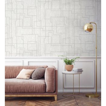 Muestra Din A4 De Papel Pintado Vinílico Lavable Moderno De Líneas Geométricas Con Relieve - Allure Lines 681630 De Gaulan