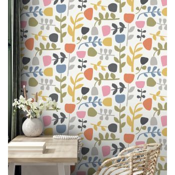 Muestra Din A4 De Papel Pintado Vinílico Ecológico Flores Diseño Minimalista - Eliza Spring 682075 De Gaulan