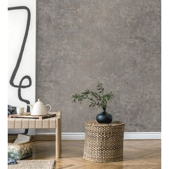 Papel Pintado Vinílico Ecológico Efecto Piedra Natural Texturizado En Arena Tonos Visón - Oni Stone 681869 De Gaulan - Rollo De 10 M X 0,52 M