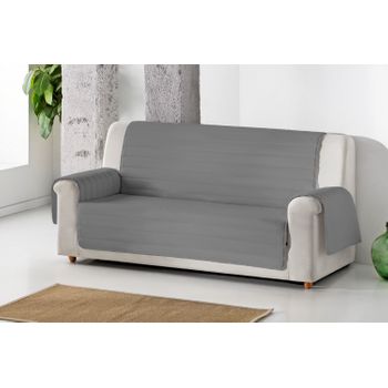 Cubre Sofa Acolchado 2 Plazas Reversible Gris/ Gris Oscuro