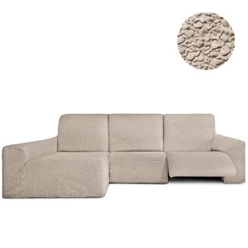 Funda Sofá Relax Bielastica Adaptable Chaise Longue Brazo Largo (250-360 Cm) Marfil