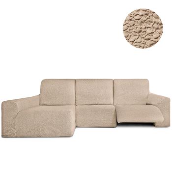 Funda Sofá Relax Bielastica Adaptable Chaise Longue Brazo Largo Izquierda (250-360 Cm) Beige