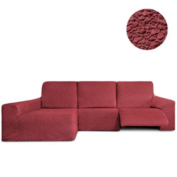 Funda Sofá Relax Bielastica Adaptable Chaise Longue Brazo Largo Izquierda (250-360 Cm) Granate