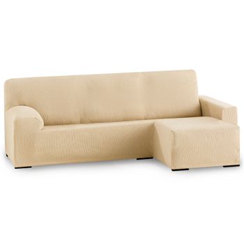 Funda De Sofá Elástica Adaptable. Modelo Rustica. Beige Chaise Longue Corto Derecha