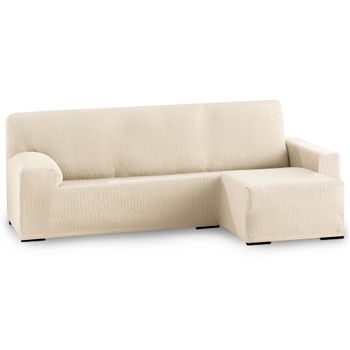 Funda De Sofá Elástica Adaptable. Modelo Rustica. Marfil Chaise Longue Corto Derecha