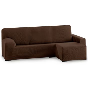 Funda De Sofá Elástica Adaptable. Modelo Rustica. Marrón Chaise Longue Corto Derecha