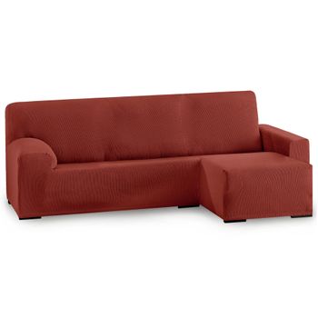 Funda De Sofá Elástica Adaptable. Modelo Rustica. Teja Chaise Longue Corto Derecha