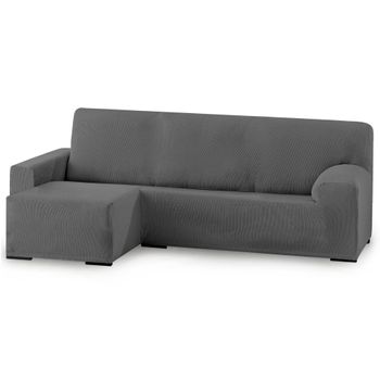 Funda De Sofá Elástica Adaptable. Modelo Rustica. Gris Chaise Longue Corto Izquierda